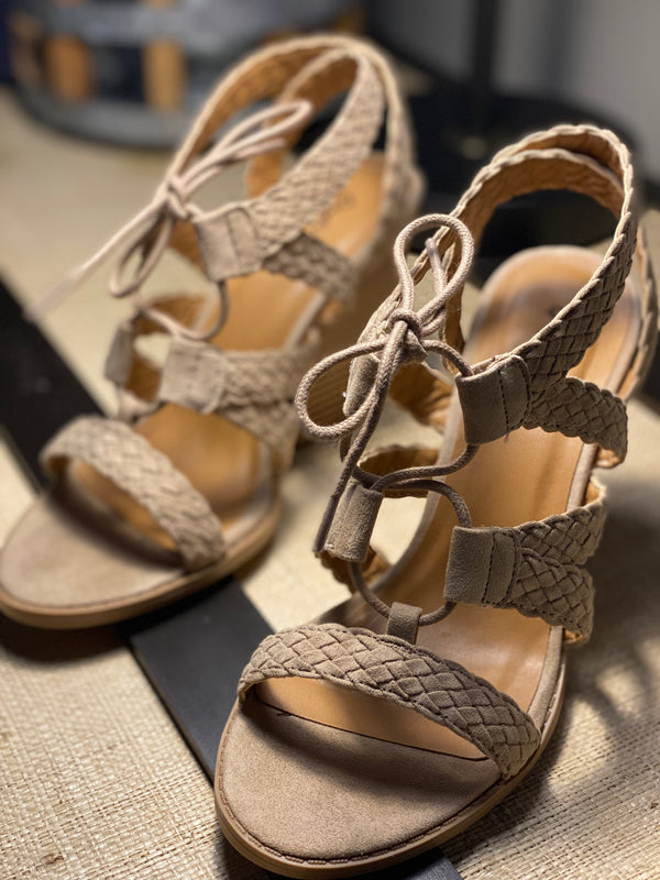 Barnes Taupe Suede Braided Strappy Sandal