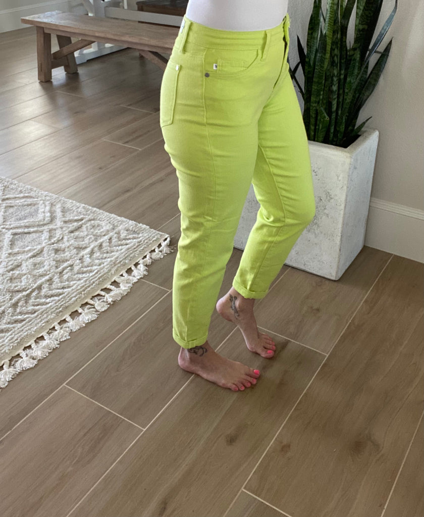 Judy Lime High Waist Neon Cuff Slim Fit